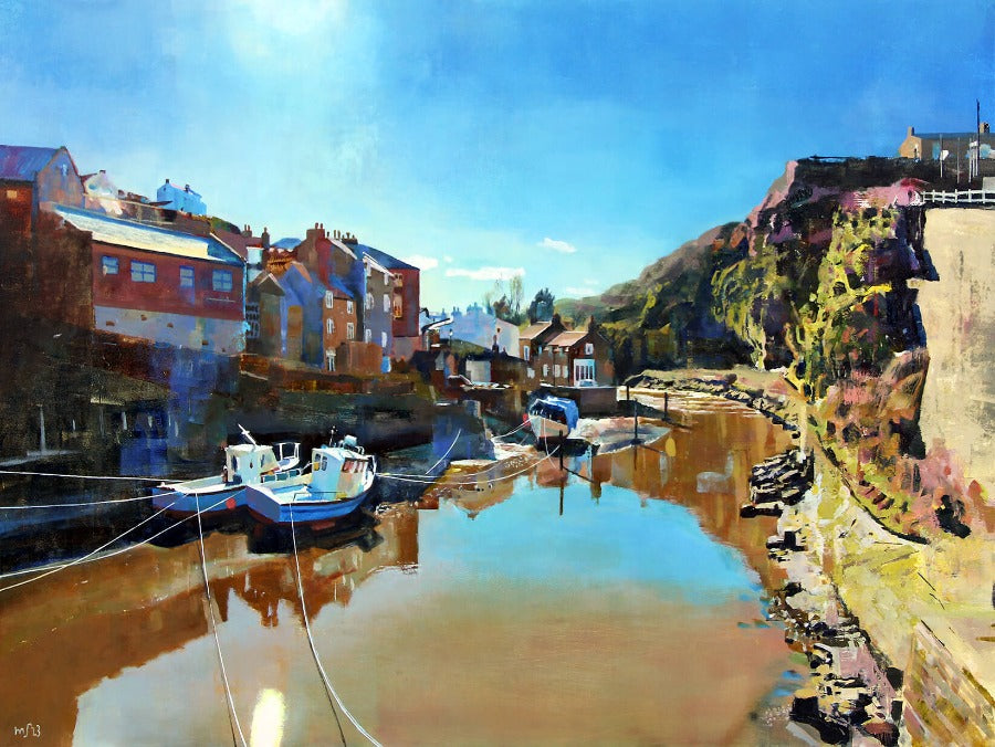 Sunshine at Staithes by Mark Sofilas | Contemporary Paintings by Mark Sofilas for sale at The Biscuit Factory Newcastle