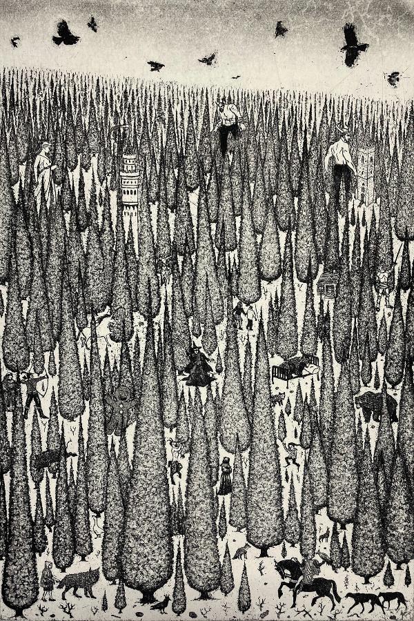 Tales of the Forest by Tim Southall | Contemporary Etching for sale at The Biscuit Factory Newcastle 