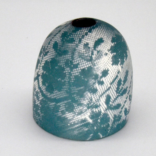 Bud Vase - Teal & White by Lesley Farrell | Contemporary Ceramics, sculpture, homewares and vessels for sale at The Biscuit Factory Newcastle 
