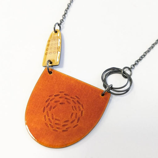 Tidal Necklace Burn Orange & Yellow Gold by Caroline Finlay | Original Jewellery for sale at The Biscuit Factory Newcastle 