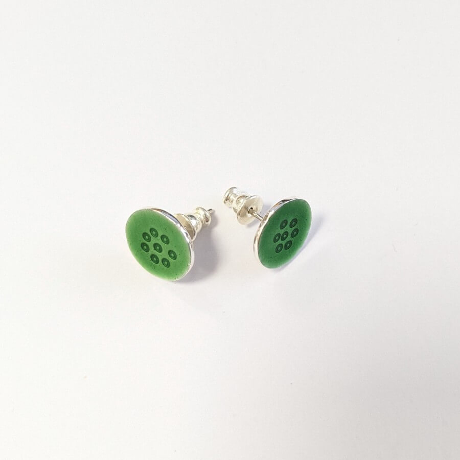Tidal Stud Earrings Summer Green by Caroline Finlay | Original Jewellery for sale at The Biscuit Factory Newcastle 