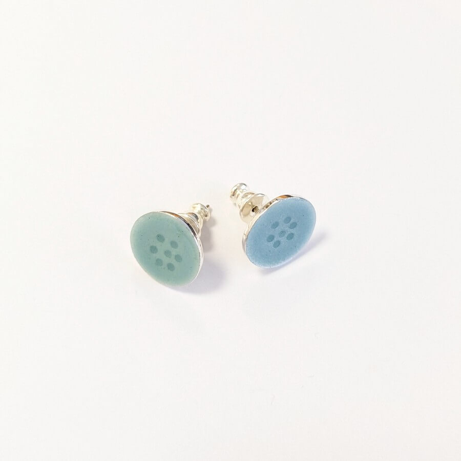 Tidal Stud Earrings Sea Green by Caroline Finlay | Contemporary jewellery for sale at The Biscuit Factory Newcastle 