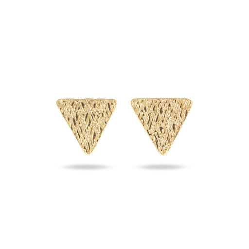 Triangle Stamped Studs - Gold by Mim Best | Contemporary jewellery for sale at The Biscuit Factory Newcastle 