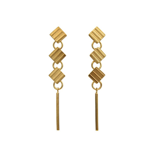 Triple Drop Earrings in Gold by Cara Tonkin | Contemporary Jewellery for sale at The Biscuit Factory Newcastle 