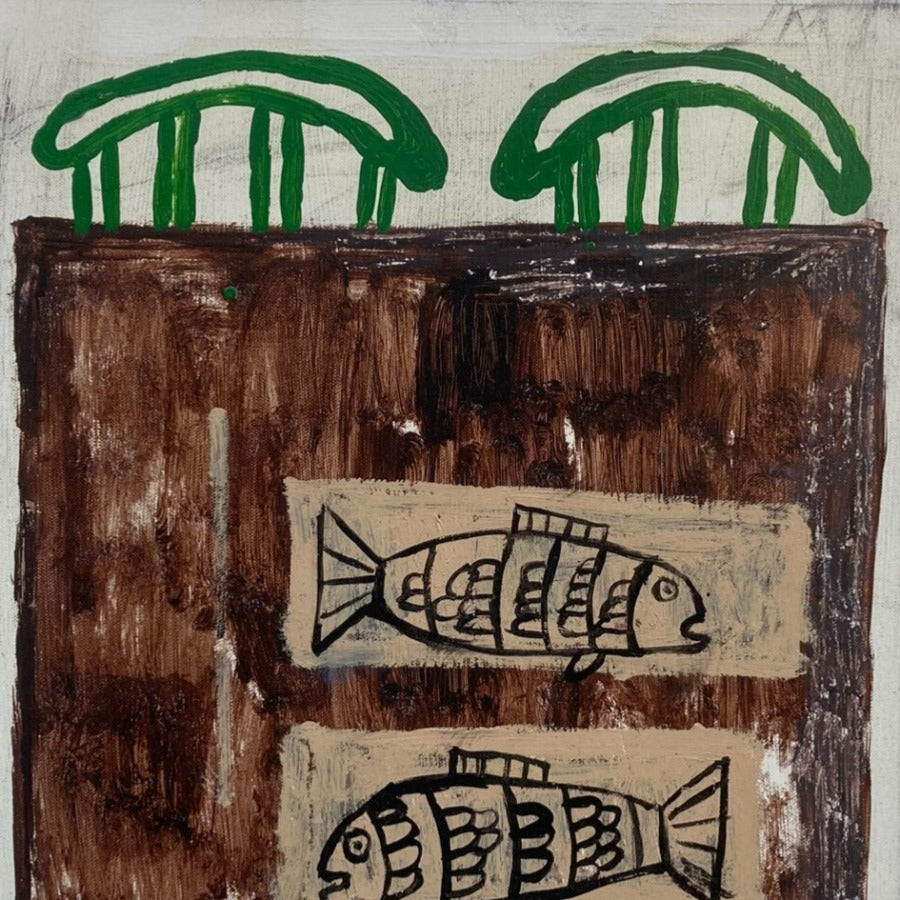 Two Chairs Two Fish by Richard Rainey | Contemporary Painting for sale at The Biscuit Factory Newcastle 
