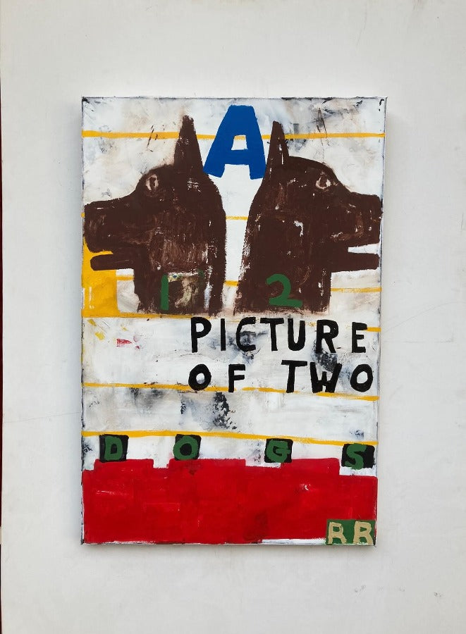 Two Dogs by Richard Rainey | Contemporary Painting for sale at The Biscuit Factory Newcastle
