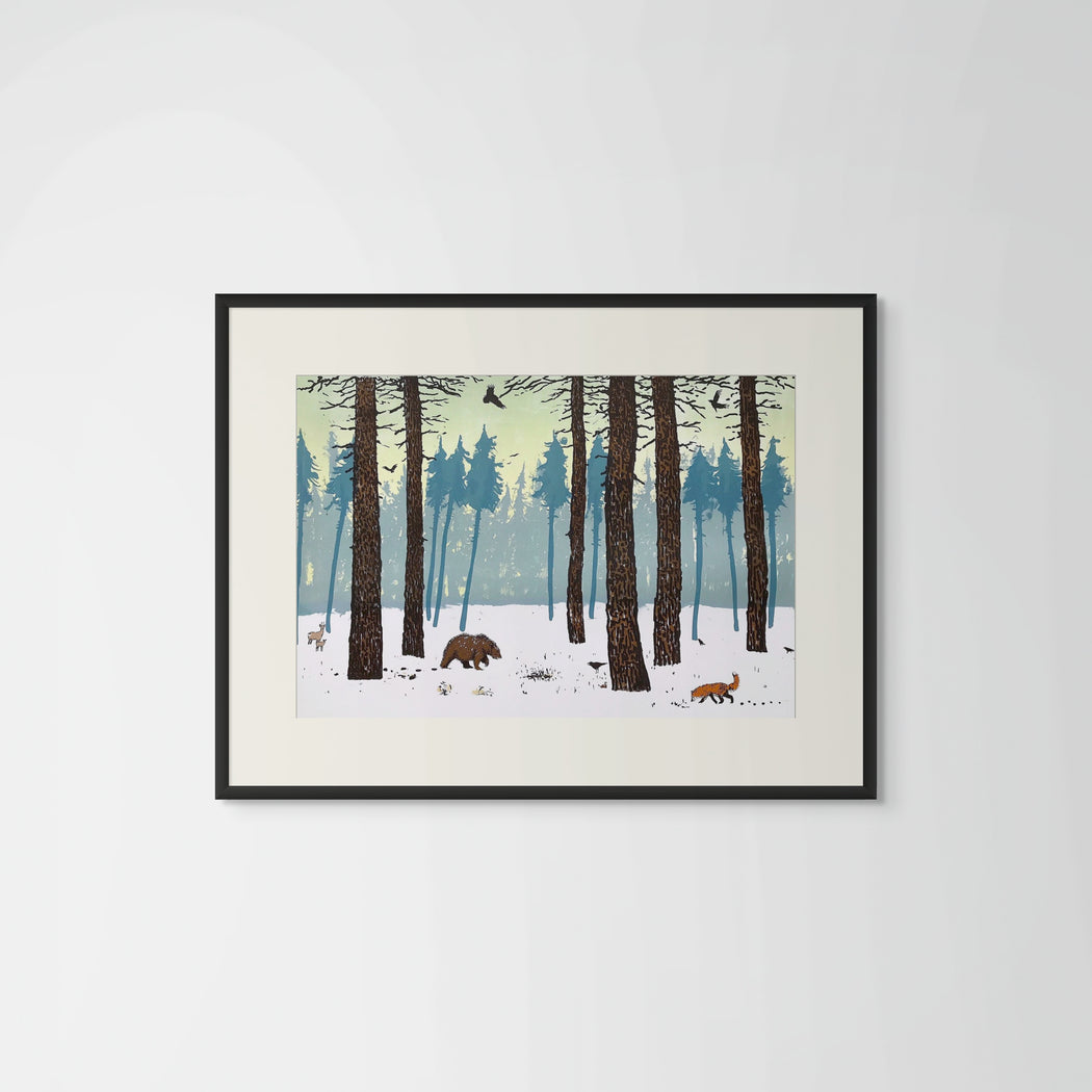 Winter Woods by Tim Southall | Contemporary Screen print for sale at The Biscuit Factory Newcastle 