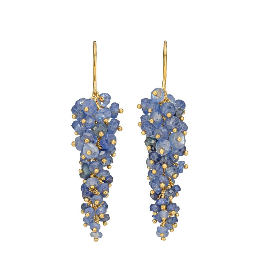Wisteria Earrings - Sapphire by Kate Wood | Contemporary Jewellery for sale at The Biscuit Factory Newcastle 