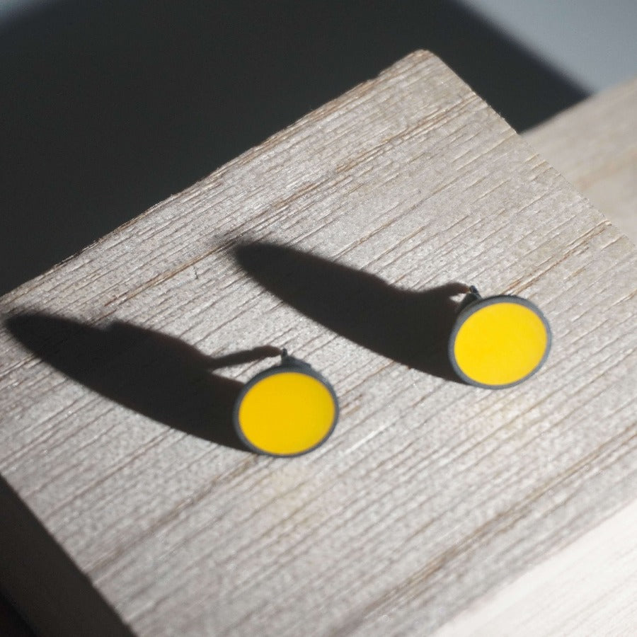 Yellow Small Studs by Claire Lowe | Contemporary Jewellery for sale at The Biscuit Factory Newcastle 