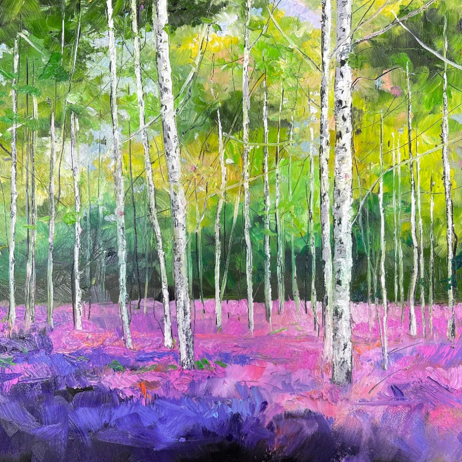 Birch Forest by Julie Dumbarton | Contemporary Landscape paintings for sale by Julie Dumbarton at The Biscuit Factory 