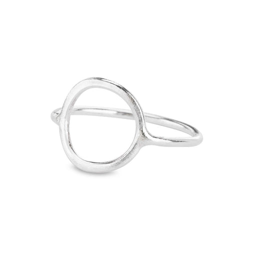 Circle Ring by Caitlin Hegney, a handmade silver ring with circle shape at the top.  | Handmade jewellery for sale at The Biscuit Factory Newcastle