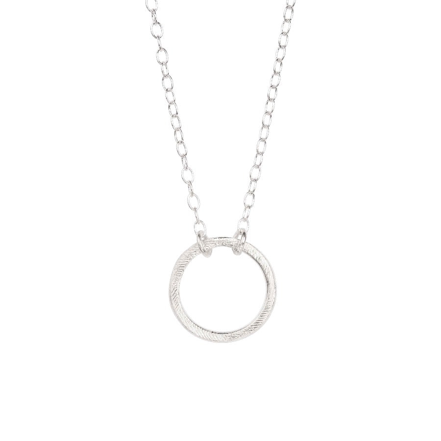 Circle Necklace by Caitlin Hegney. A silver circle on a silver chain. | Contemporary jewellery for sale at The Biscuit Factory Newcastle