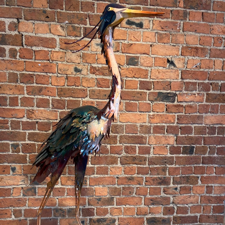 Crane by Peter Sales, an original metal sculpture of a flamingo. | Original sculpture for sale at The Biscuit Factory Newcastle