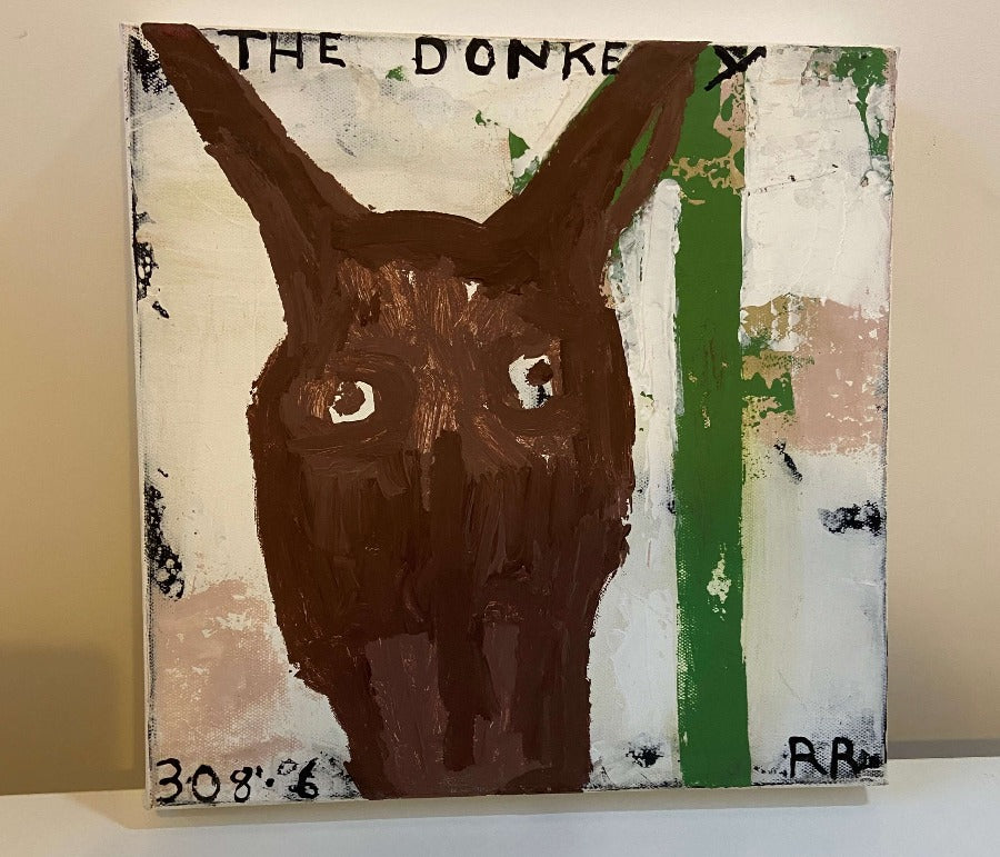 Donkey by Richard Rainey, a colourful painting depicting the face of a Donkey. | Whimsical original art for sale at The Biscuit Factory Newcastle
