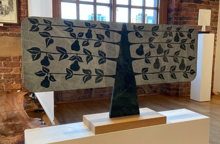 Espalier Tree by Michael Disley, a marble sculpture of a pear tree. | Original sculpture for sale at The Biscuit Factory Newcastle