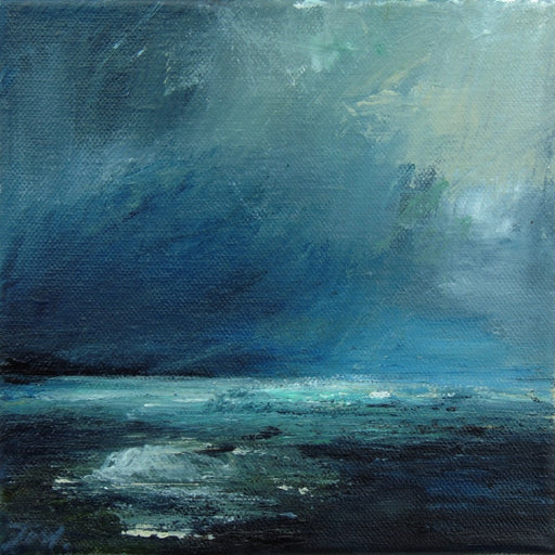 Gathering Storm by Jim Wright, an original seascape painting of dark seas and sky. | Original art for sale at The Biscuit Factory Newcastle.