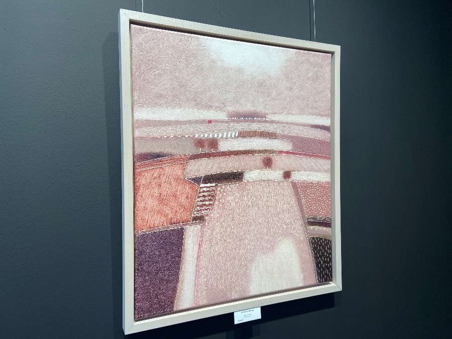Isn't it a Lovely Day by Rob van Hoek, an original landscape painting in pink tones. | Contemporary art for sale at The Biscuit Factory Newcastle
