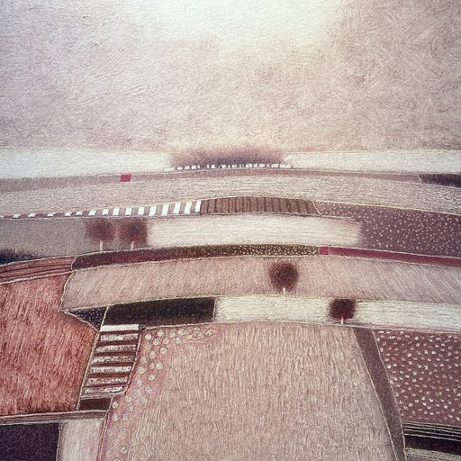 Isn't it a Lovely Day by Rob van Hoek, an original landscape painting in pink tones. | Contemporary art for sale at The Biscuit Factory Newcastle