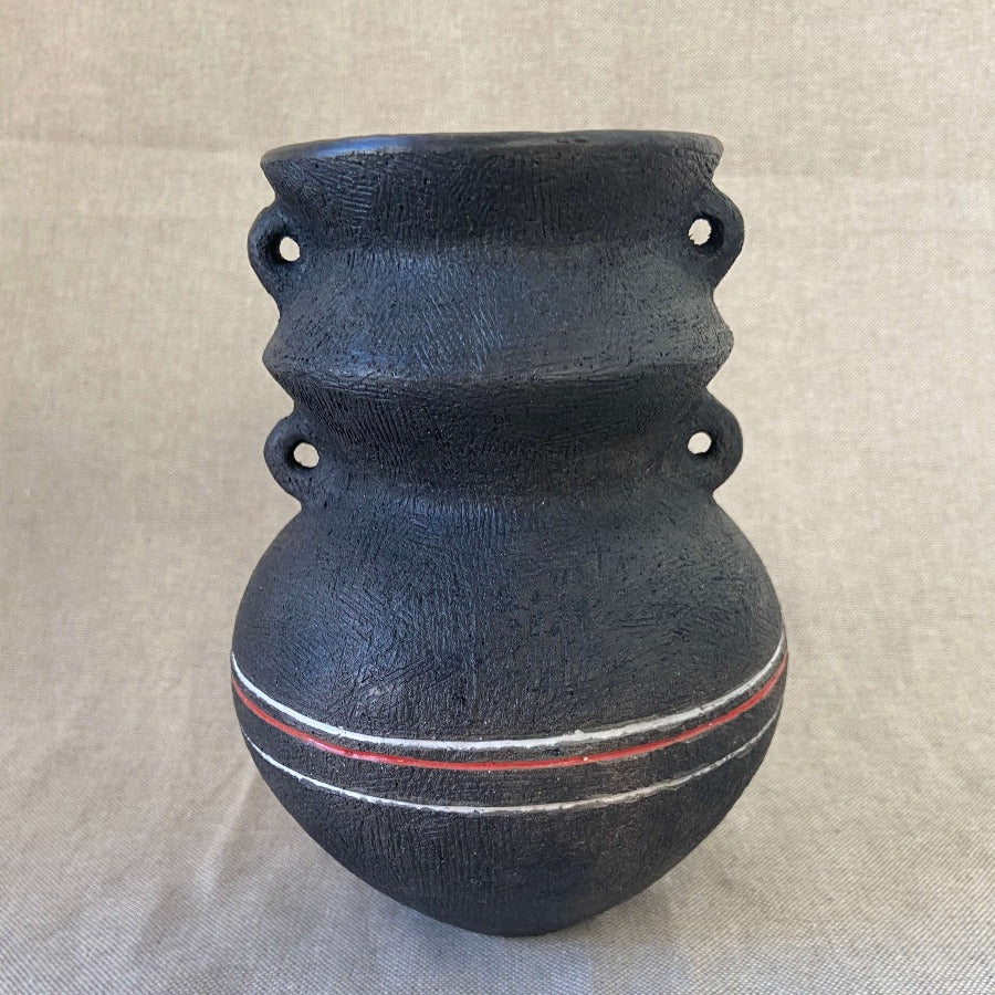 Medium Black Pot by Alan Ball, a black ceramic pot . | Original ceramic sculpture for sale at The Biscuit Factory