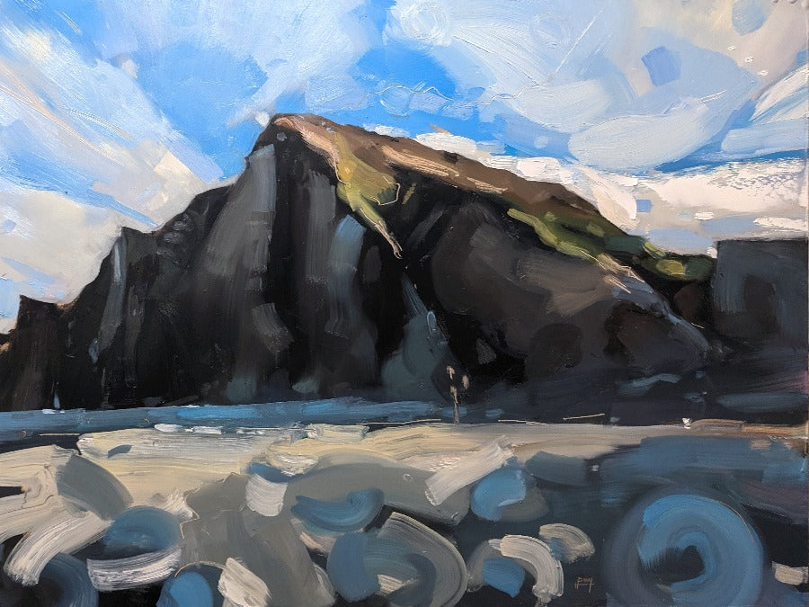 Mouthmill Beach by Hester Berry, an original painting of a coastal landscape. | Find original landscape paintings for sale at The Biscuit Factory Newcastle
