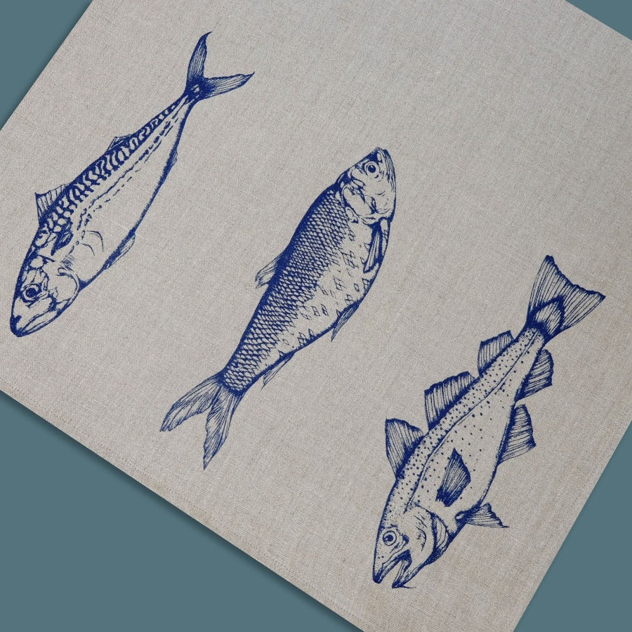 North Sea Fish Napkin by Ellie Davison-Archer | Contemporary homewares and textile for sale by Ellie Davison-Archer at The Biscuit Factory Newcastle
