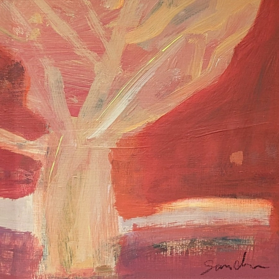 Tree Touched by Light by Carol Saunderson | Contemporary painting for sale at The Biscuit Factory Newcastle 