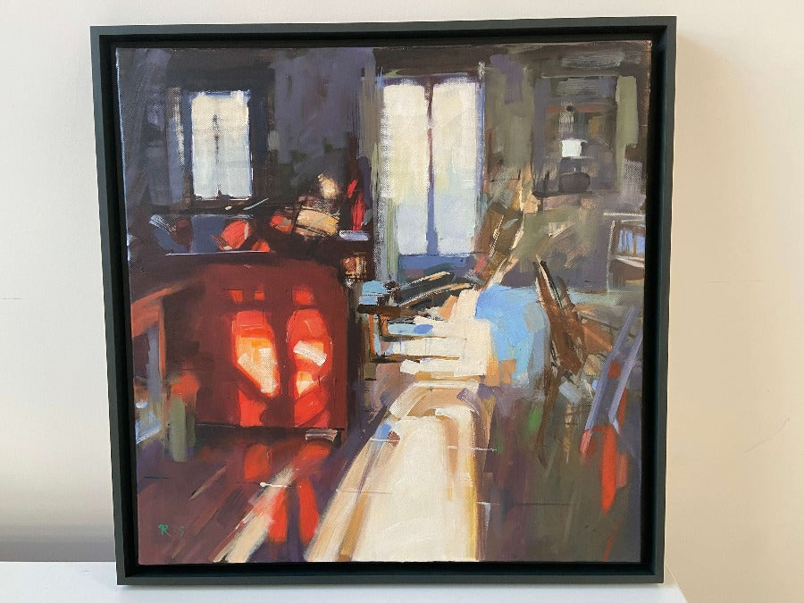 That Time of Day by Richard Sowman, an orginal painting of a domestic interior. | Contemporary art for sale at The Biscuit Factory Newcastle