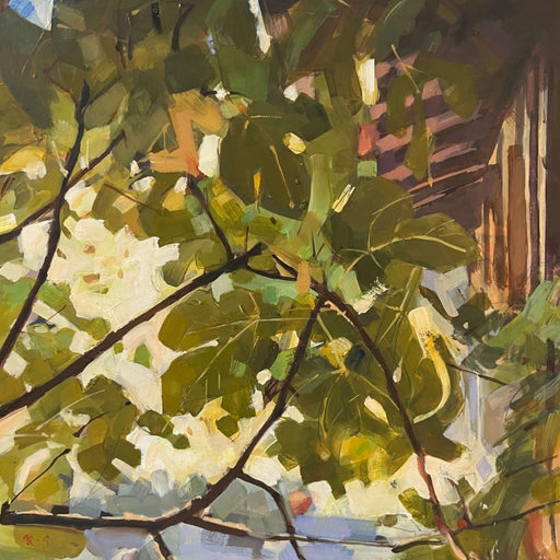 Through a Fig by Richard Sowman, an original painting of fig tree foliage. | Original art for sale at The Biscuit Factory Newcastle