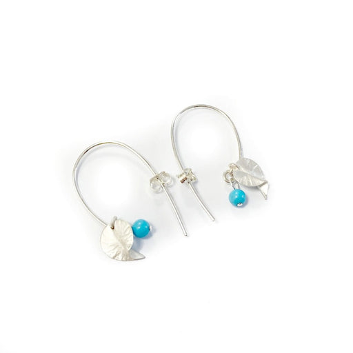 Tiny Leaves Earrings - Silver and Turquoise by Nettie Birch | Handmade jewellery for sale at The Biscuit Factory Newcastle 