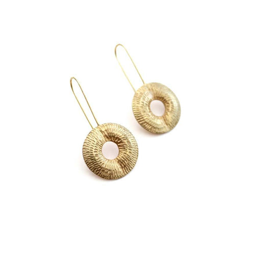 Buy 'Torus Drop Earrings (Gold)' handmade jewellery by Caitlin Hegney at The Biscuit Factory, Newcastle upon Tyne.