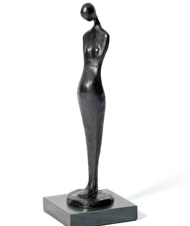 Waiting by Jennifer Watt, a slate resin sculpture of a figure. | Contemporary sculpture for sale at The Biscuit Factory Newcastle