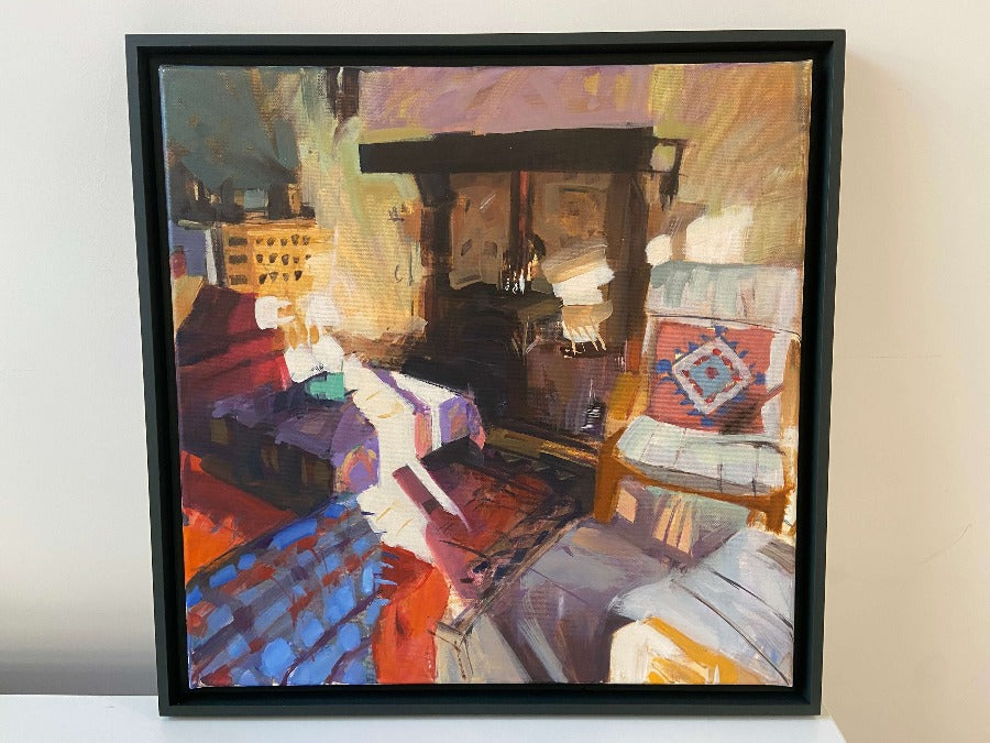 Wine Rack by Richard Sowman, an original painting of a domestic interior. | Contemporary art for sale at The Biscuit Factory Newcastle