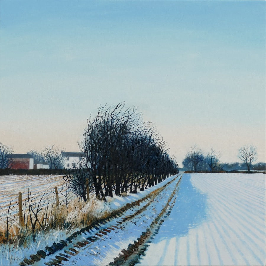 Winter Thorn Hedges by Heather Blanchard, an original landscape painting of a winter scene. | Contemporary art for sale at The Biscuit Factory Newcastle