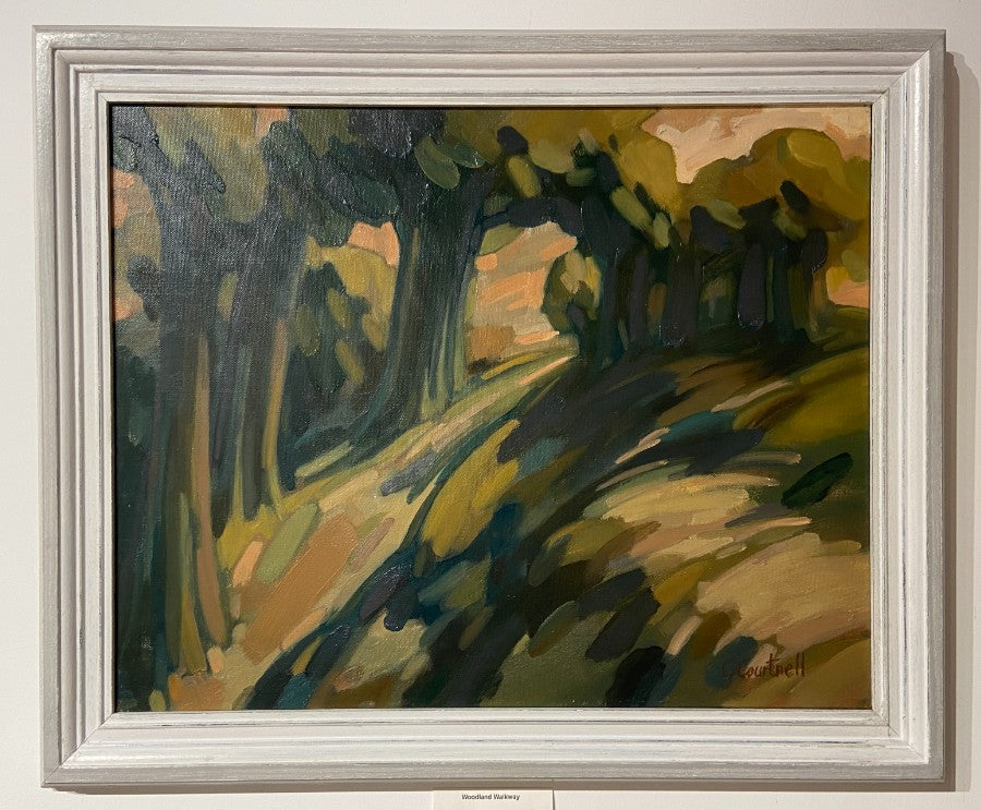 Woodland Walkway by Garry Courtnell an original landscape painting. | Contemporary landscape paintings for sale at The Biscuit Factory Newcastle