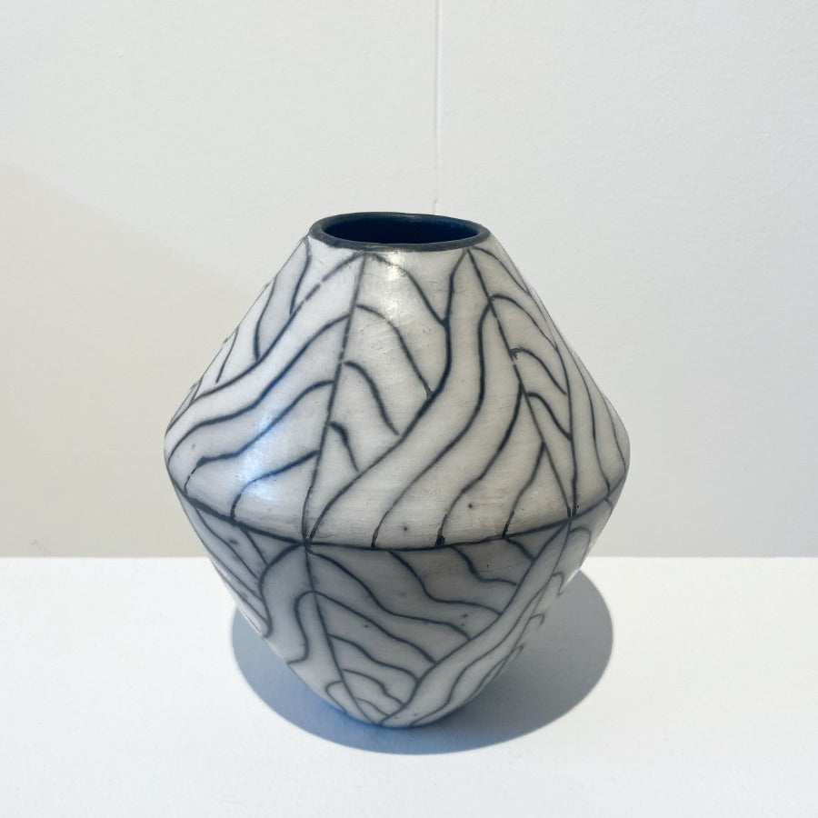 Medium Angled B/W Pot by Alan Ball | Contemporary Homeware for sale at The Biscuit Factory Newcastle 