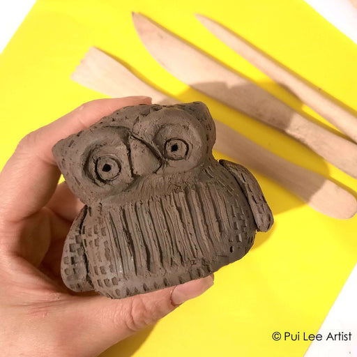 A clay owl sculpture workshop for children at The Biscuit Factory Newcastle