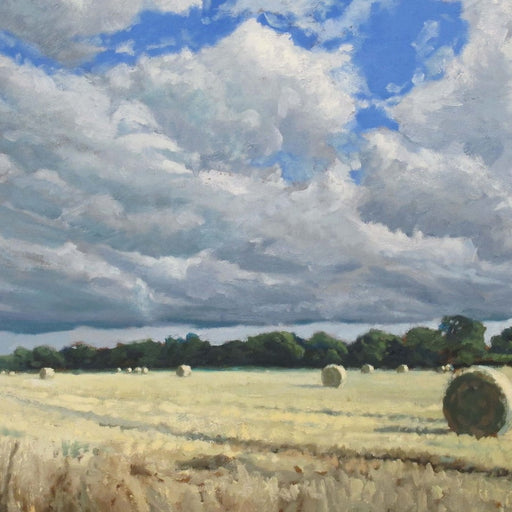 Evening Hay II by Pete Marsh | Contemporary landscape painting for sale at The Biscuit Factory Newcastle 