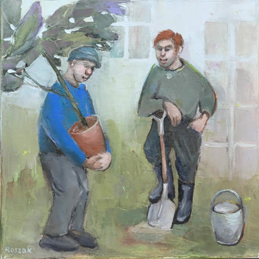 Neighbours by Basia Roszak | Contemporary painting for sale at The Biscuit Factory Newcaslte 