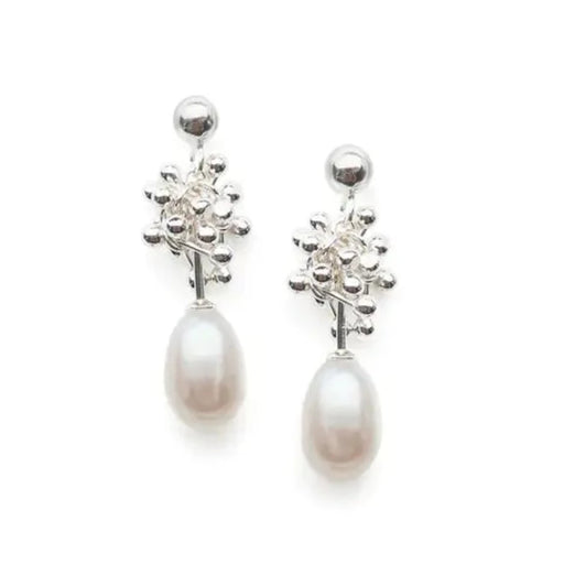 Silver Droplet Pearl Earrings by Yen Jewellery | Contemporary jewellery for sale at The Biscuit Factory Newcastle 
